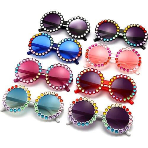 Outwear Kids Round, Bling Rhinestone Frame UV400 Headwear for Girls Boys 2-8Years