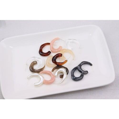Eruifa 6pcs Popular High Quality Plastic Resin C Earring Stud Hoop Jewelry Anti-allergy Post DIY