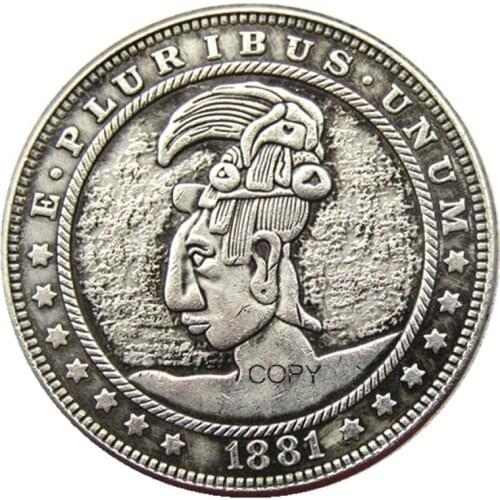 HB(115)US Hobo 1881 Morgan Dollar Skull Zombie Skeleton Silver Plated Copy Coins