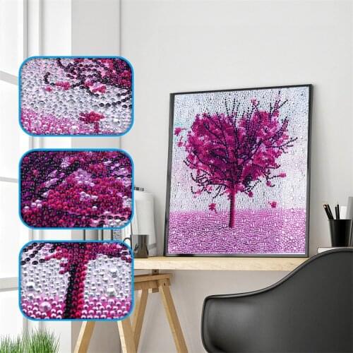 Purple Love Heart Tree Landscape DIY 5D Diamond Embroidery Crystal Full Special Shaped Diamond Painting Cross Stitch Kits Decor