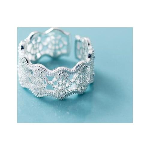 9mm 100% Authentic REAL.925 Sterling Silver Fine Jewelry hollow Wave Geometric Band Wider Long Rings GTLJ1541