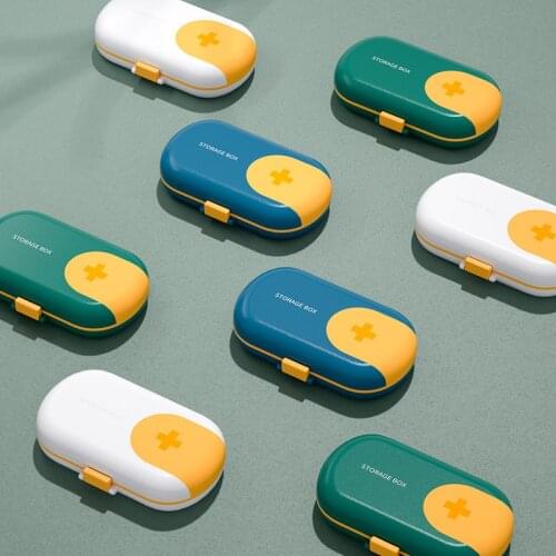 Travel Portable Small Pill Box Mini Pill Dispenser With Medicine Cutter Sealed Compartment Pill Container