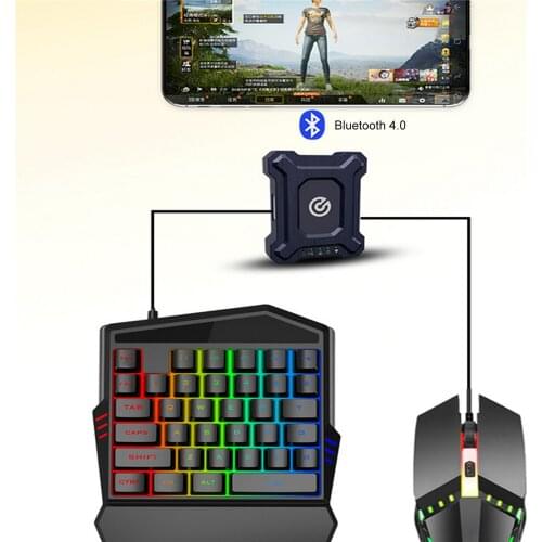 Mini Gaming Keyboard Mouse Converter Mobile Gamepad Controller Bluetooth Adapter for PUBG Games Fit for iPhone Android Phone