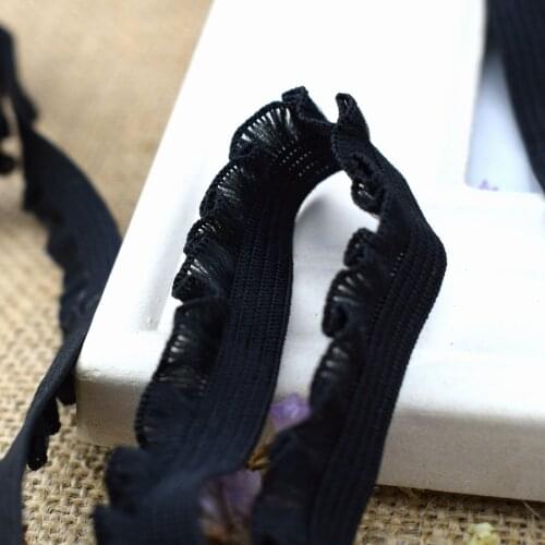#1439 Black Elastic Bands 4yards/lot Lace Trim 14MM Wide Stretch Lace Ribbon Riband Tape for Baby Girl Hair Band Bowknot Use