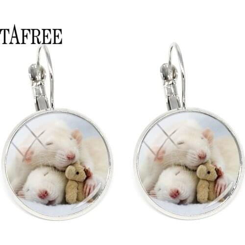 TAFREE Brand Cute Sleeping Hamster Clip Earrings New Novelty Animal Clip On Earrings Best Friends Gifts For Women Jewelry QF515