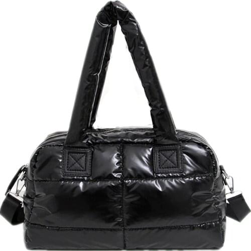 Fashion Down Cotton Women Shoulder Bags Waterproof Nylon Space Pad Cotton Feather Handbags Lady Large Capacity Tote 2021 Winter