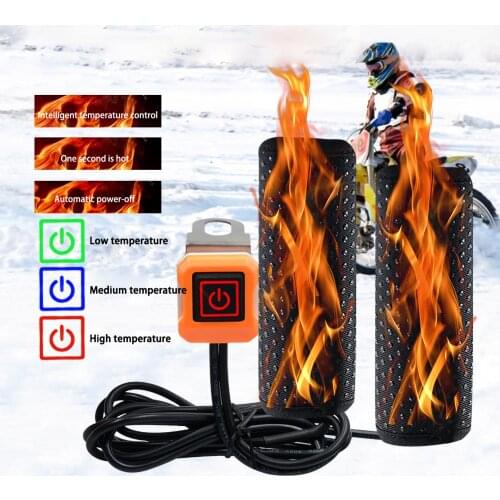 12V Lntelligent Temperature Control Third Gear Heated Grips Inserts Handlebar Hand Warmers For Universal GripATV Motorcycle Bike