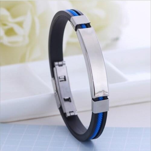 New Men Jewelry Punk Black Blue Braided Leather Bracelet for Men Stainless Steel Fashion Bangles Gifts Classic Women/Men Charm