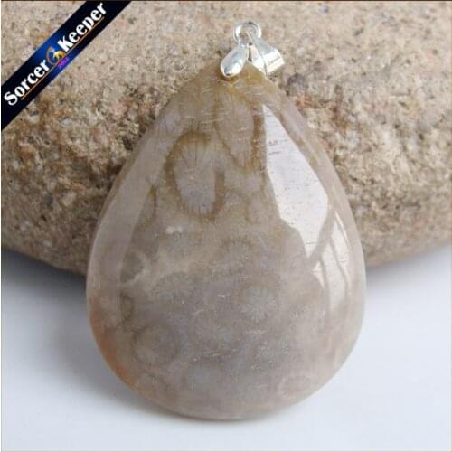 New Trendy Men Bijoux Jewelry Natural Coral Fossil Stone Chrysanthemum Pendant Beads Fit Necklace Gift Leather Choker HS736