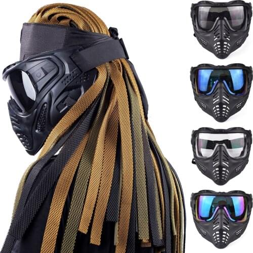 Airsoft Full Face Goggles Protective Mask Tactical Indy Dirty Braided Forehead Headgear Mask Set Hunting Paintball Accessories