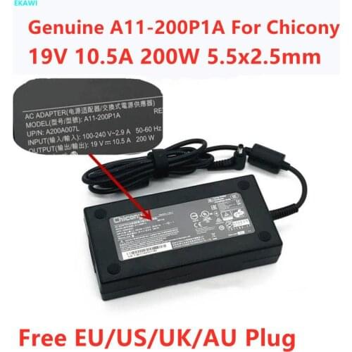 Genuine Chicony 19V 10.5A 5.5x2.5mm A200A007L A11-200P1A AC Adapter For CLEVO PA70ES P655HP6-G P650RG P670RG XMG P507 GAMING