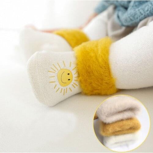 Autumn Winter Kids baby socks new arrival plus velvet thick warm socks for baby boys girls cute cartoon newborn baby socks