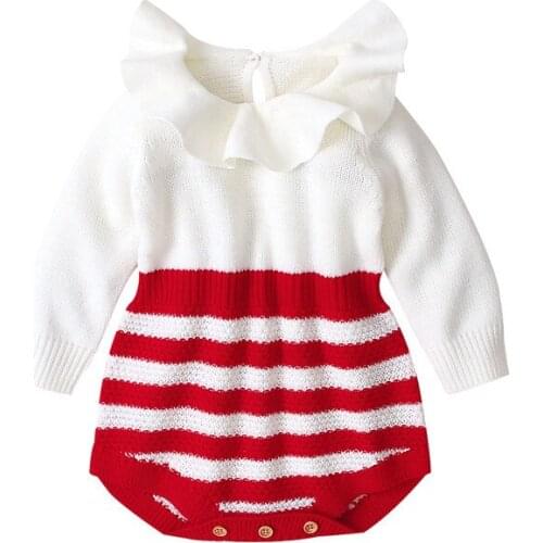 0-18 Months Toddler baby knitting Doll collar stripe Romper Newborn Girls Romper Baby Kids Cute Clothes Children Romper