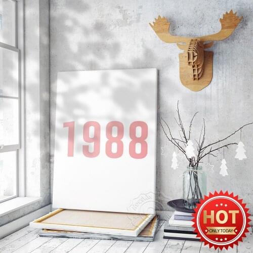 1988 Pink Font Headline Poster Design, Modern Minimalist Wall Hanging Stickers, Text Typography Art Prints, Girl Room Home Decor