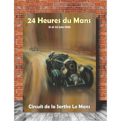 Le Mans 24 Hours 1930 Poster On Canvas Print Nordic Wall Art Picture For Living Room Home Decoration