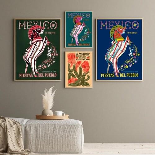 Mexico Vintage Travel Posters and Prints El Maestro Canvas Painting Retro Wall Art Pictures for Living Room Bedroom Home Decor