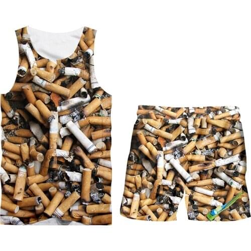 CJLM Casual Streetwear Shirts And Pants Cigarette Butts Cool Smoke Vanilla 3d 2-piece Hoodie Pullover Mens Womens Sportswear