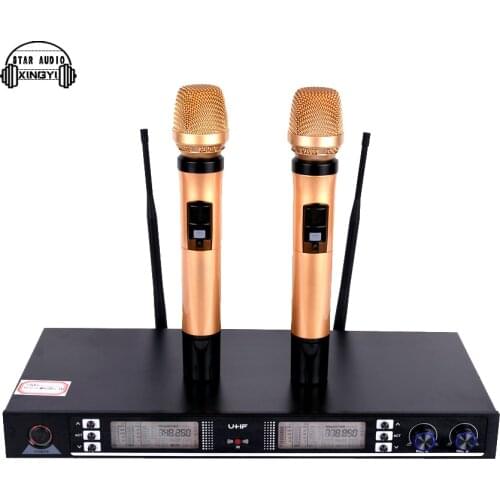 Professional UHF Wireless Microphone System Intelligent Induction Dual Handheld Cordless Mic For UR8S Karaoke KTV PC Audio Mixer