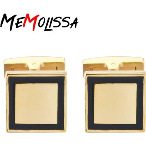 Factory direct sales wholesale French shirt cuff Cufflink button Simple gold Square men fashion brand double leather Cufflinks