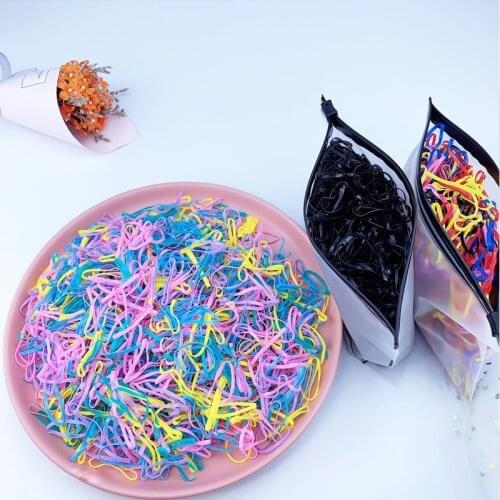 500Pcs/Pack Fashion Elastic Kids Hair Bands Silicone Rubber Bands Children Ponytail Holder Multicolor Hair Accessories