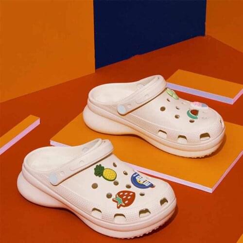 Summer Shoes For Women 2021 Sandals Style For Hole Slippers Croes Beach Anti-skid Thick Bottom Outside Increase Fashion Lady