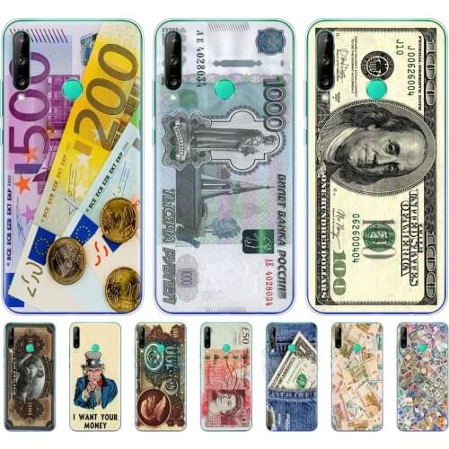 Silicon phone cover case for huawei p40 lite E p40 pro cover for huawei Y7P Y6S Y9S NOVA 5T coque money cash dollar Ruble