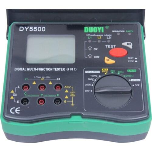 DY5500 Insulation Tester+Earth Tester Meter+Voltmeter+Phase Indicator 4 in 1