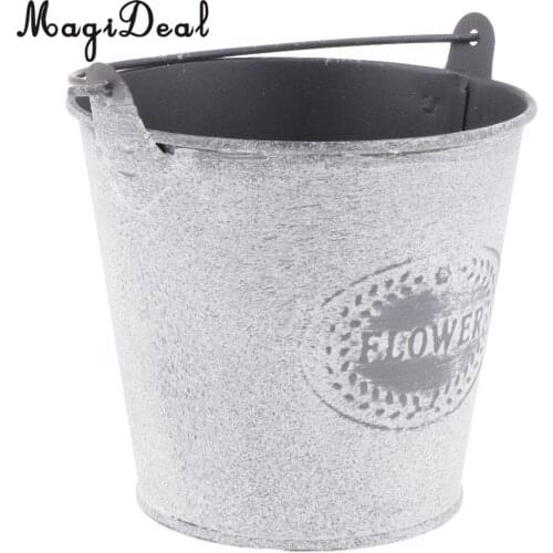 Vintage Metal Tin Flower Bucket Plants Herb Pot Tabletop Vases Container Watering Can with Handle Home Garden Decor #1