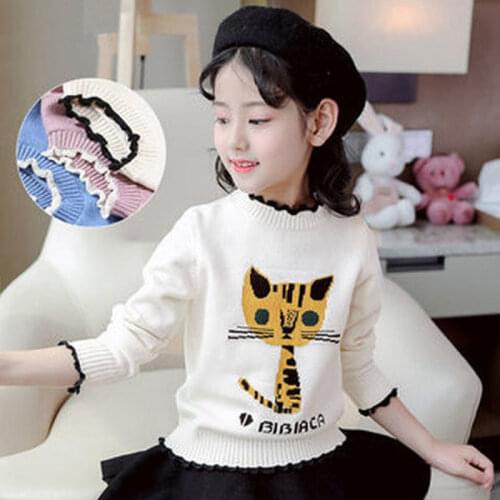 2019 Autumn/Winter Kids Knitted warm Pullover Sweaters For Girls knitting wear Childrens Sweater 4 5 6 8 10 12 Years