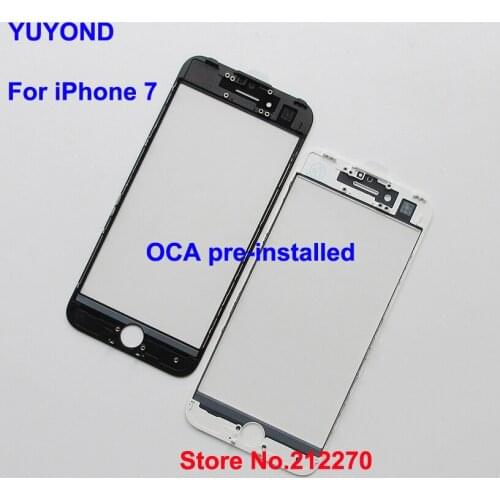 YUYOND Outer Glass With Frame Bezel + OCA Pre-installed For iPhone 7 High Quality Wholesale Free DHL EMS