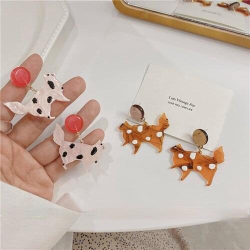 U-Magical Summer Sweet Polka Dot Cat Color Transparent Acrylic Dangle Earrings for Women Creative Circle Animal Earrings Jewelry