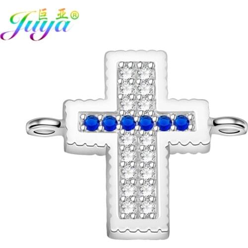 Gold/Rose Gold Micro Pave Zircon Cross Charm Connectors Accessories For Women Men Charm Bracelets Necklace DIY Making