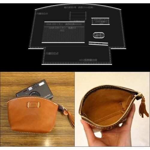 1 set of acrylic template coin purse cosmetic bag drawing design mold storage bag diy handmade leather tools