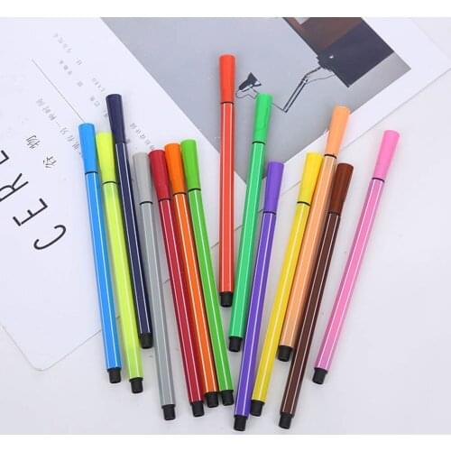 12Pcs/pack Children Painting Non-toxic Color Washable Watercolor Pen Mark Painting Children Art Supplies Highlighters Papelaria