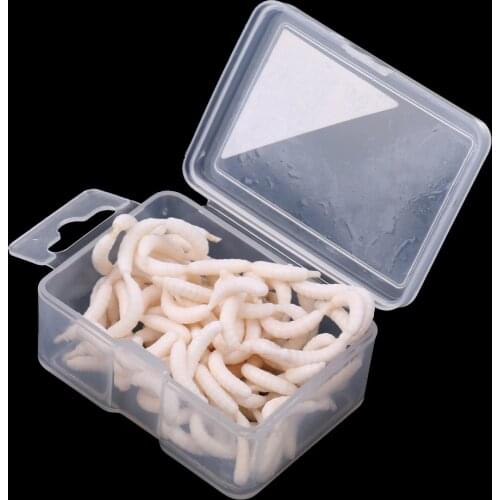 120Pcs/box 1.5cm Silicone Smell Fishing Lures Vivid Maggots Grubs White Worms Baits Saltwater Freshwater Fishing Dropshipping