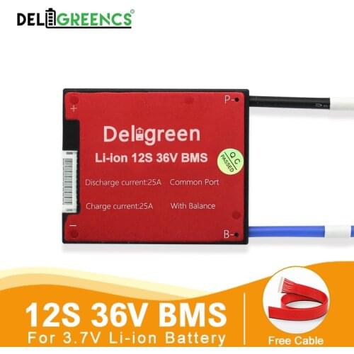 12S 20A 30A 40A 50A 60A 36V PCM/PCB/BMS common port for 3.7V LiNCM battery pack 18650 Lithion Ion Battery Pack with balance