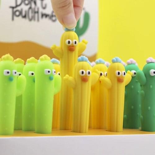 48 pcs/lot Creative Cactus Gel Pen Cute 0.5mm black ink Signature Pens School writing Supplies Promotional Gift