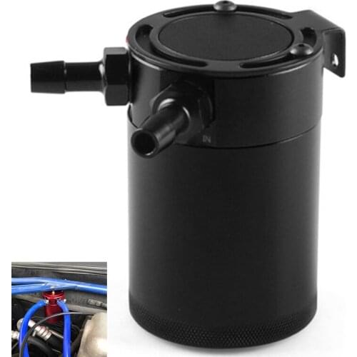 Car Oil Catch Can Compact Baffled 2-Port Aluminum Reservoir Oil Catch Tank Fuel Tank Parts Two hole breathable Kettle Universal