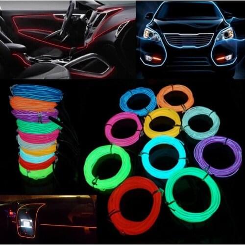 Car LED Ambient Light Multifunction 2AA Battery Flashing Flexible Decoration Light Wire Cold Lamps Interior Decoration 8Colors