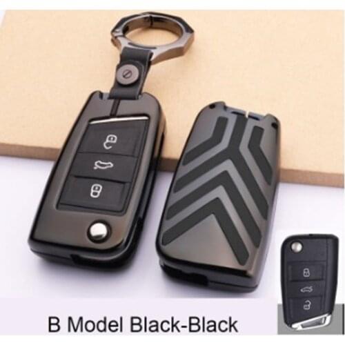 Car Key Case Cover For Volkswagen For VW Golf 7 GTI R MK7 Tiguan Carbon Fiber Car Key Bag Shell Holder Fob Keyring Keychain