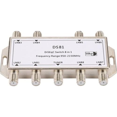 DS81 8 in 1 Satellite Signal DiSEqC Switch LNB Receiver Multiswitch Heavy Duty Zinc Die-cast Chrome Treated