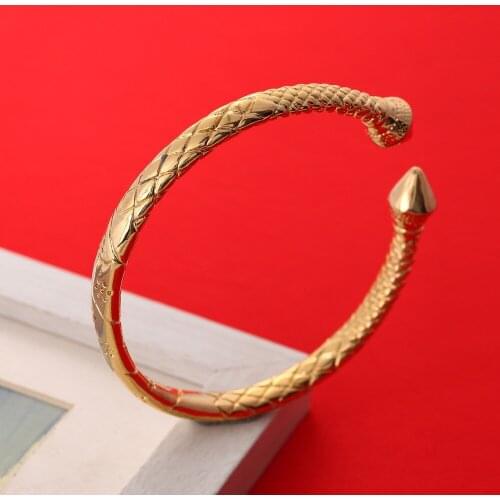Ethiopian Real Man Jewelry Accessories Gold Color Opening Embossing Gold Bracelets Bangles For Men