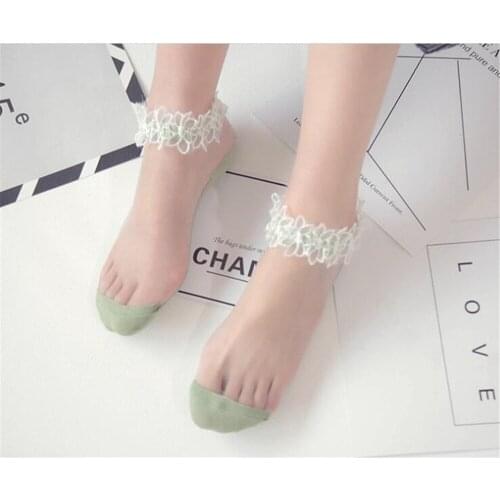 Elegant Women Lace Ruffle Ankle Socks Comfortable Sheer Lady Mid Tube Sock Mesh Transparent Short Socks B605
