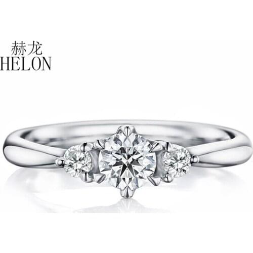 HELON Moissanite Ring Sterling Silver 925 VVS/DEF Color Round 3.5mm Lab Grown Moissanite Diamond Engagement Wedding Ring