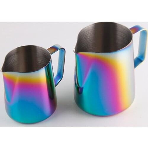 Colorful Stainless Steel Garland Cup Pointed Non-stick Milk Foam Cup Fancy Coffee Garland Cylinder 350 600ml
