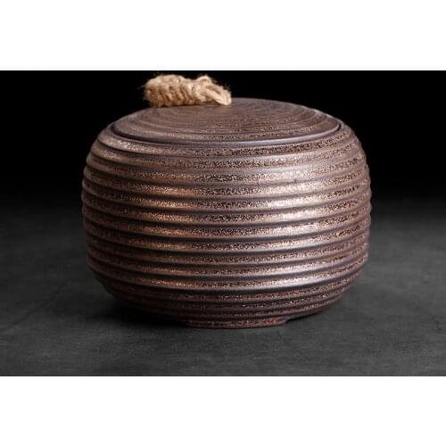 Creative Tea Storage Caddy with Lid Kit Ceramic Coarse Pottery Seal Jar Vintage Tea Cans Box Teaware Accessories Container Decor