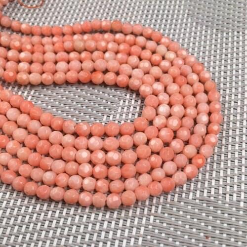 4mm Faceted Round Coral Beads Ball Natural Stone Loose Beads For DIY Necklace Bracelets Jewelry Making Supplies