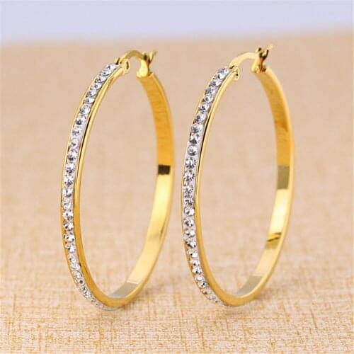 316L Stainless Steel Round Rhinestone Earrings Earrings New Creative Fashion Ladies Earrings No Fade