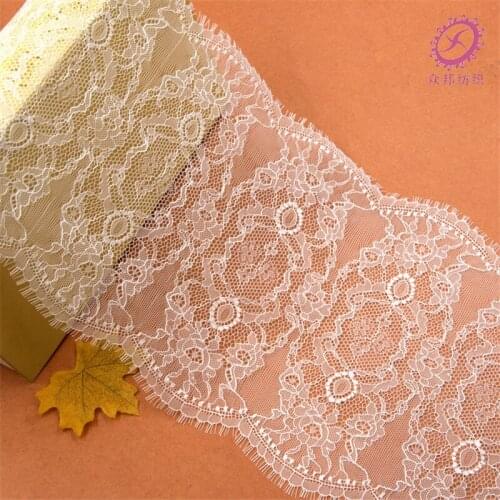 New Hot 25cm Wide Black 3yards Eyelash lace Scallop Voile Lace Shiny Eyelash Fabric Lace Sewing Lace White Decoration