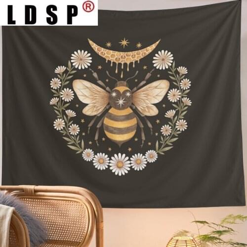 LDSP Bee Floral Daisy Drom Tapestry Wall Hanging Covering Rugs Background Cloth Beach Mat Blanket Art Bedroom Living Home Decor